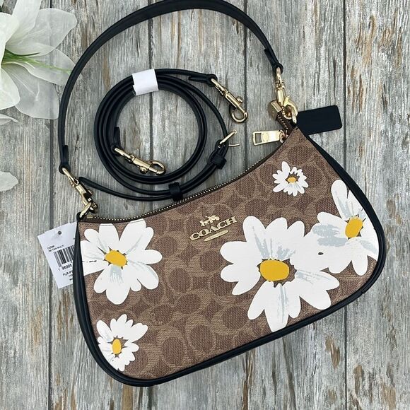 Coach Teri Shoulder Bag With Floral Daisy Print Crossbody Purse - Picture 6 of 8